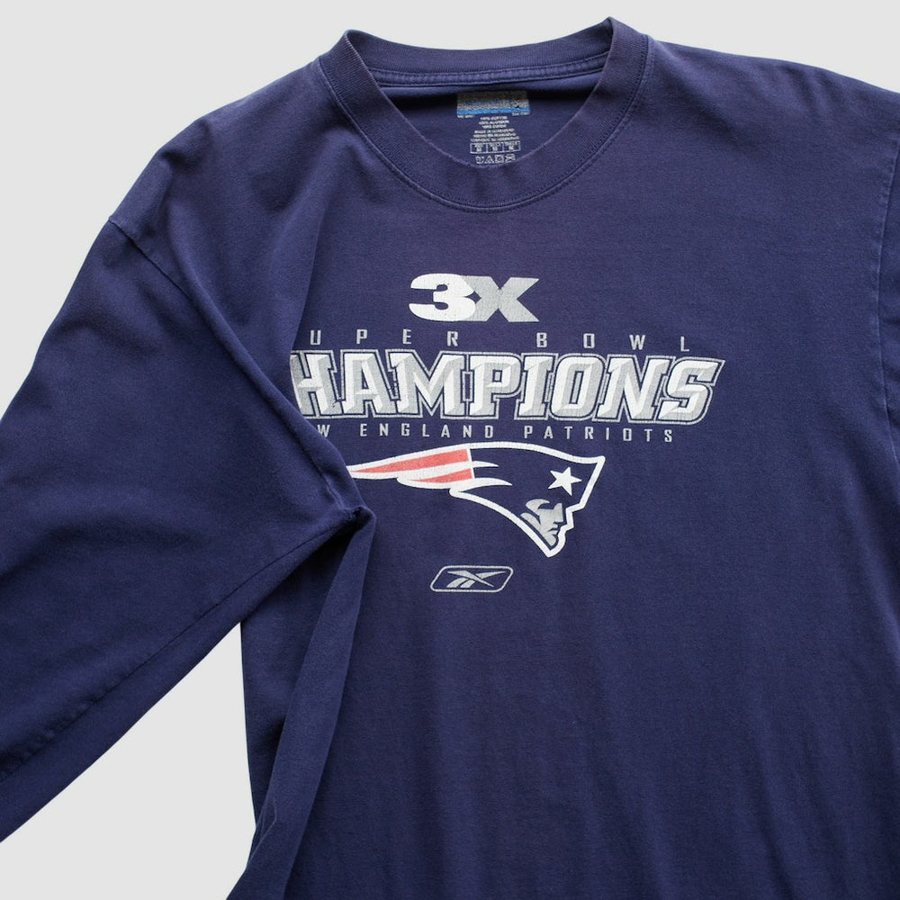 New England Patriots Reebok 2000s Long Sleeve T-shirt - Navy Vintage - Fanatics
