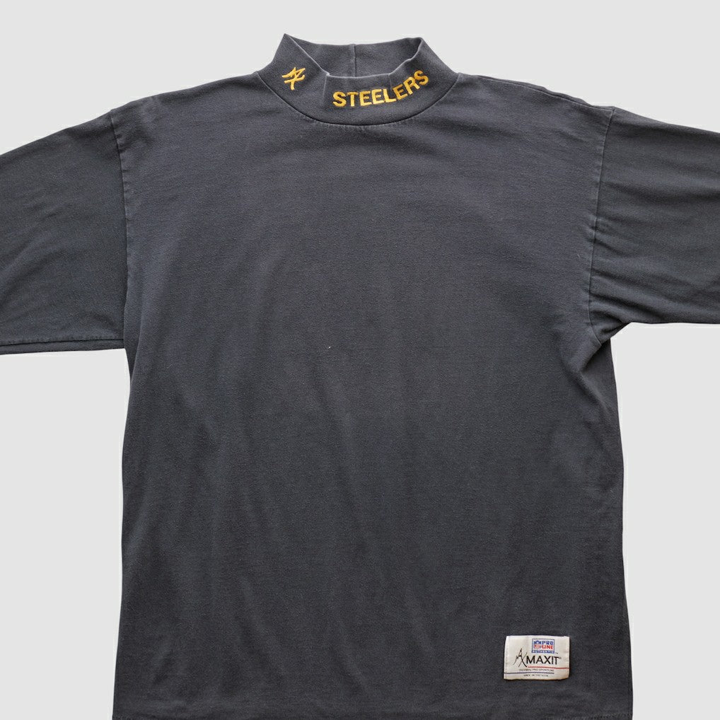 Pittsburgh Steelers 90s Long Sleeve T-shirt - Charcoal Vintage - Fanatics