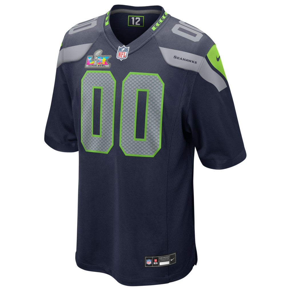Seattle Seahawks Super Bowl LX Patch Custom Game Jersey - College Navy - Nike