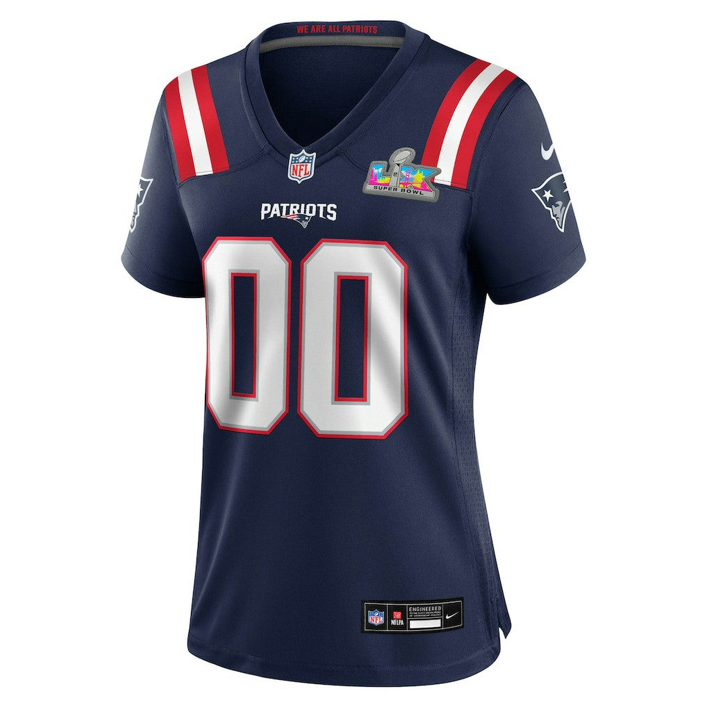 New England Patriots Women's Super Bowl LX Patch Custom Game Jersey - Navy - Nike