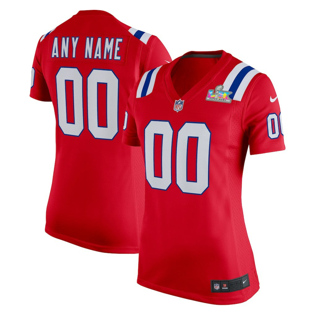 New England Patriots Women's Super Bowl LX Patch Custom Game Jersey - Red - Nike