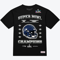 Seattle Seahawks Super Bowl LX Champions Helmet Arch T-Shirt - Black - Mitchell & Ness