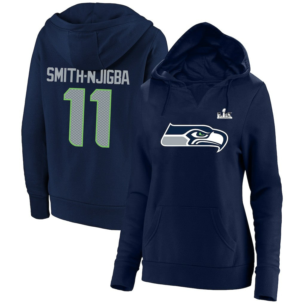 Jaxon Smith-Njigba Seattle Seahawks Women's Super Bowl LX Champions Plus Size Name & Number Fleece Hoodie - College Navy - Fanatics