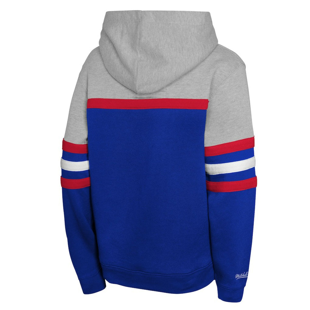 New England Patriots Throwback Head Coach Pullover Hoodie - Royal - Mitchell & Ness