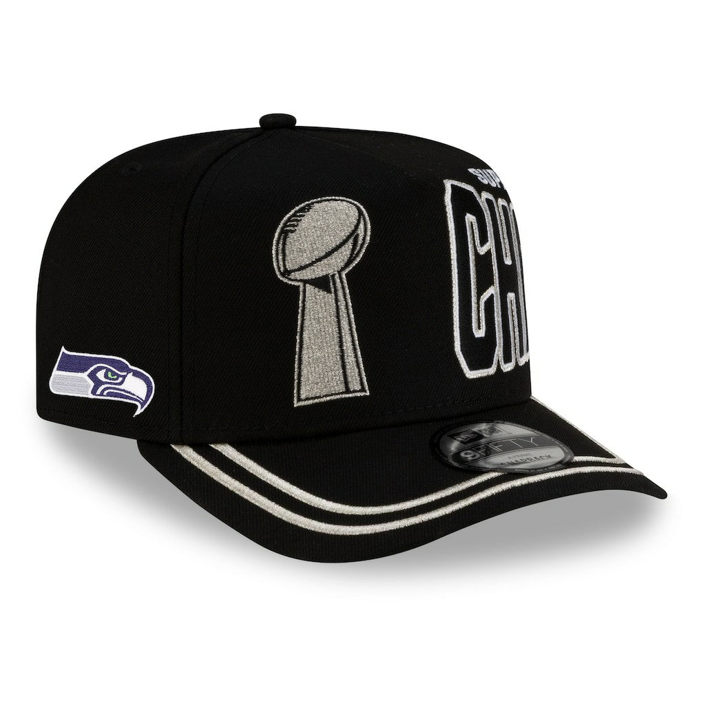 Seattle Seahawks New Era Super Bowl LX Champions Parade A-Frame 9FIFTY Snapback Hat - Black - NFL