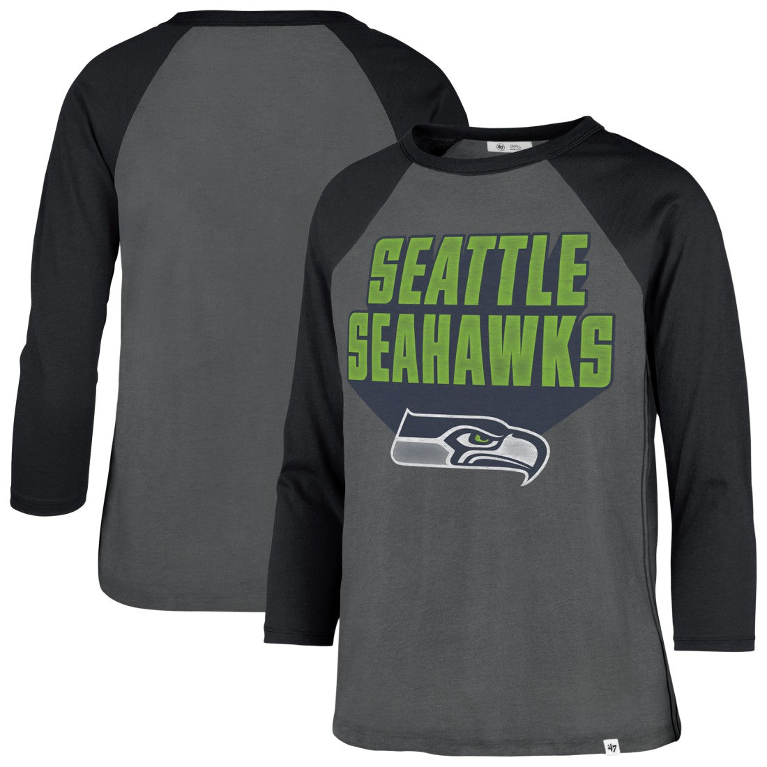Seattle Seahawks '47 Women's Jetset Ava Raglan Long Sleeve T-Shirt - Charcoal - 47 brand