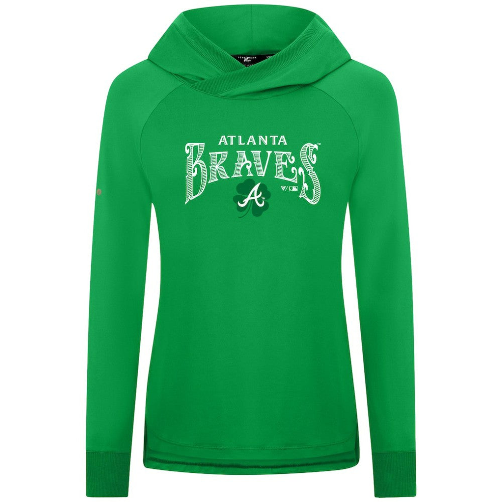 Atlanta Braves Levelwear Women's St. Patrick's Day Slender Raglan Hoodie Near Me