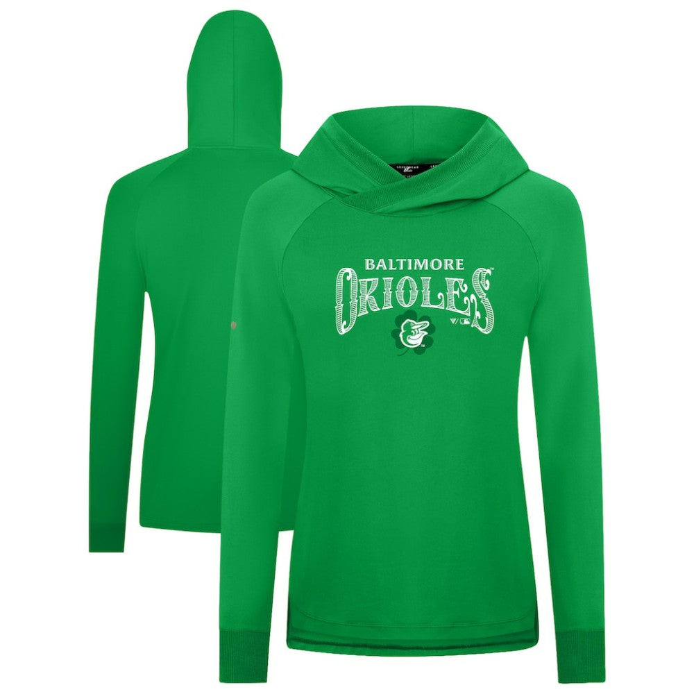 Baltimore Orioles Levelwear Women's St. Patrick's Day Slender Raglan Hoodie for sale