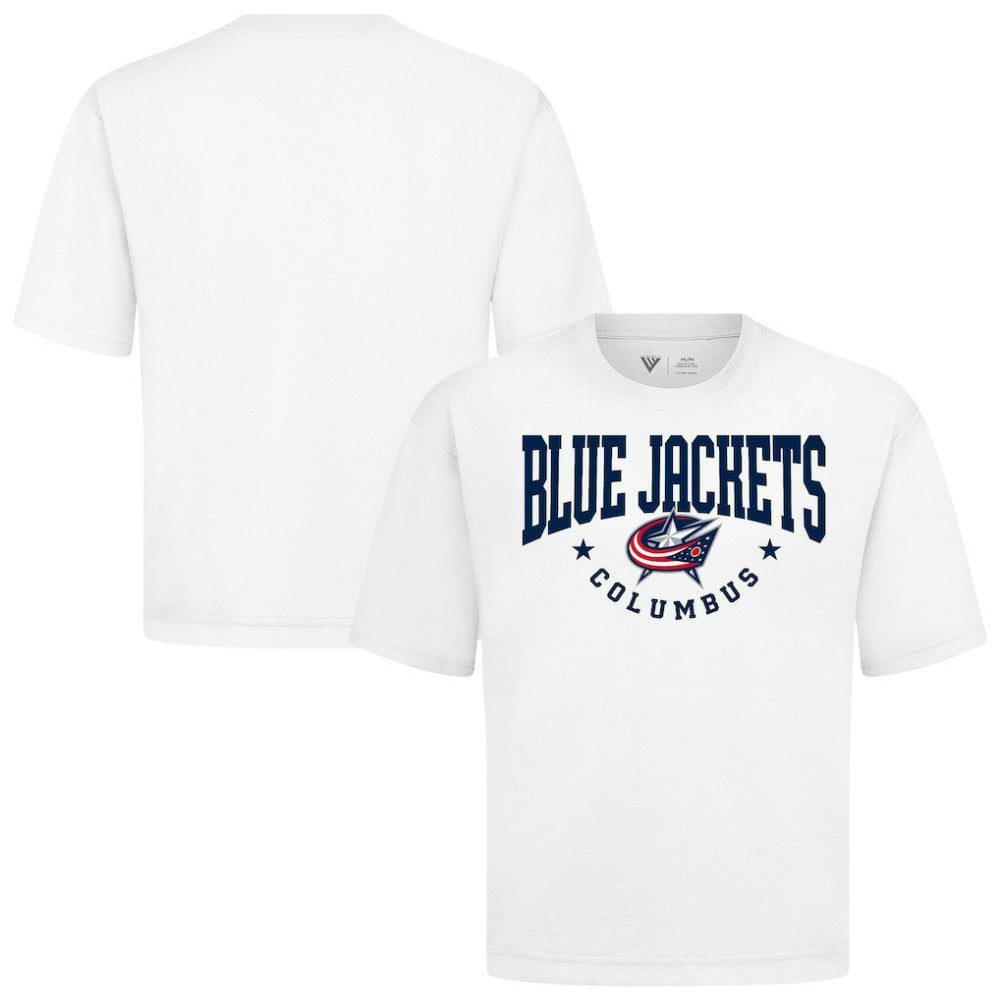 Columbus Blue Jackets Levelwear Luxe Signature Knit T-Shirt - White | NHL Clearance