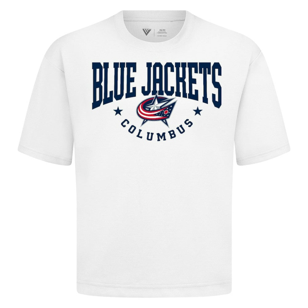 Columbus Blue Jackets Levelwear Luxe Signature Knit T-Shirt - White | NHL Clearance