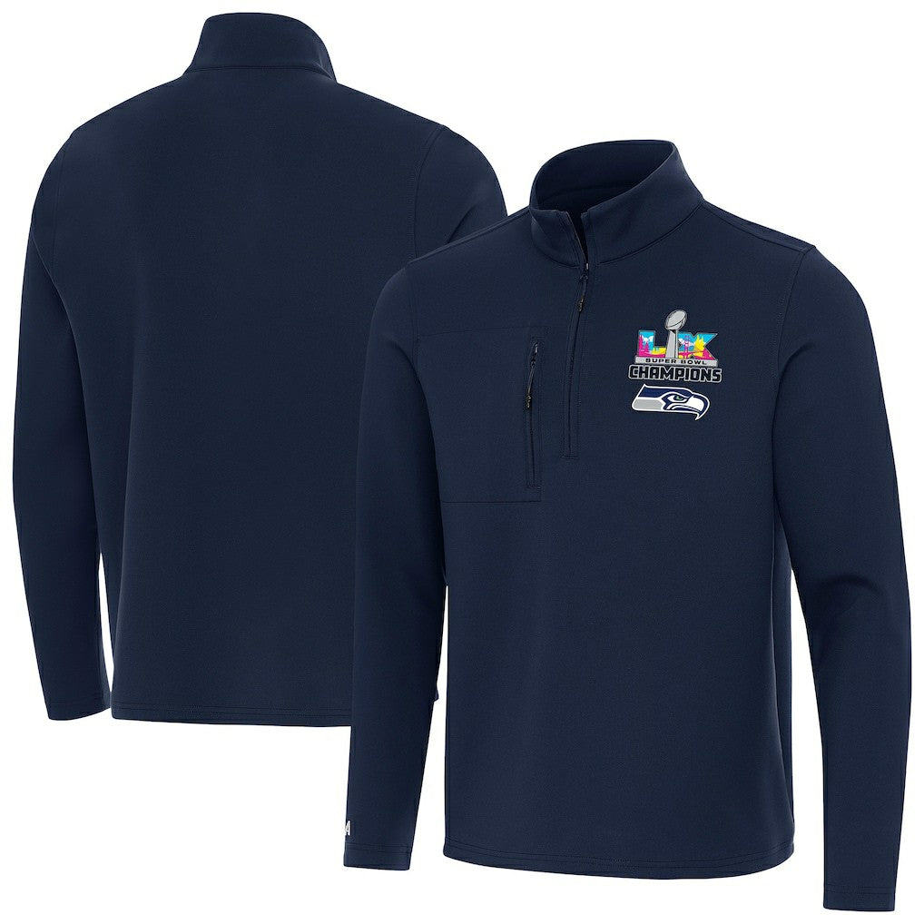 Seattle Seahawks Antigua Super Bowl LX Champions Insider Quarter-Zip Pullover - College Navy - NFL