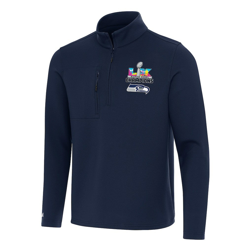 Seattle Seahawks Antigua Super Bowl LX Champions Insider Quarter-Zip Pullover - College Navy - NFL