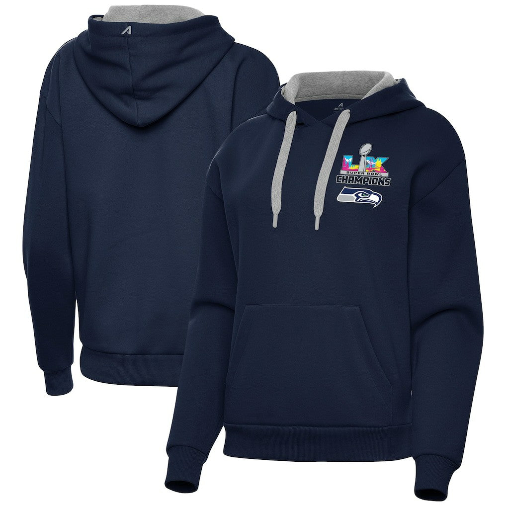 Seattle Seahawks Antigua Women's Super Bowl LX Champions Victory Hoodie - College Navy - NFL