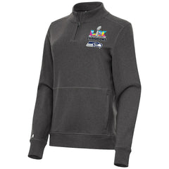 Seattle Seahawks Antigua Women's Super Bowl LX Champions Crush Quarter-Zip Pullover - Charcoal - NFL