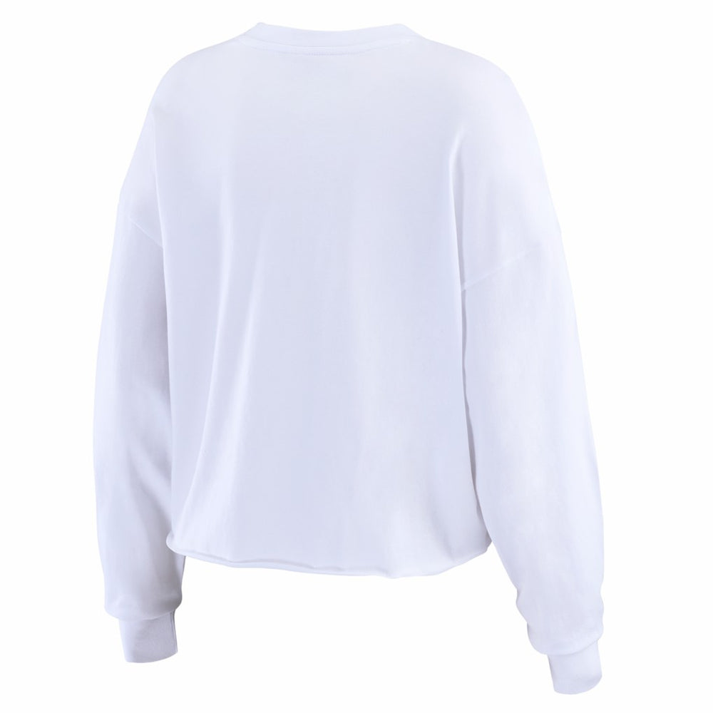 Seattle Seahawks WEAR by Erin Andrews Women's Super Bowl LX Champions Cropped Long Sleeve T-Shirt - White - NFL