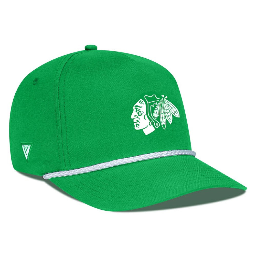 Chicago Blackhawks Levelwear St. Patrick's Day Gambit Rope Adjustable Hat - Kelly Green | NHL Clearance