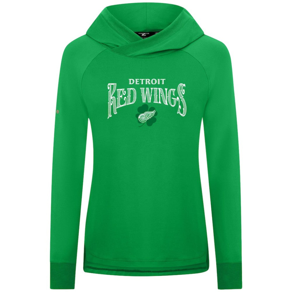 Detroit Red Wings Levelwear Women's St. Patrick's Day Slender Raglan Hoodie - Kelly Green | NHL near me