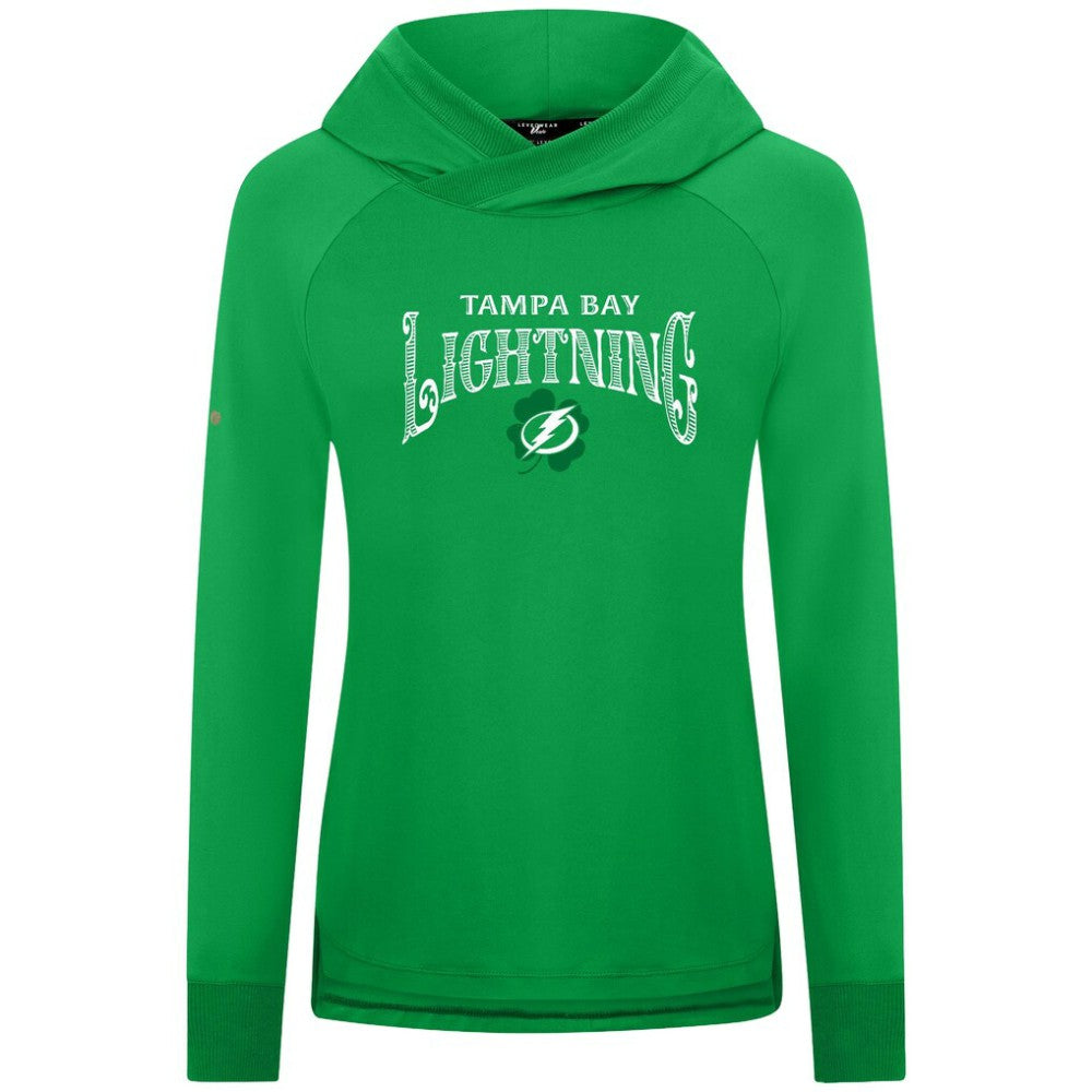 Tampa Bay Lightning Levelwear Women's St. Patrick's Day Slender Raglan Hoodie - Kelly Green | NHL sale
