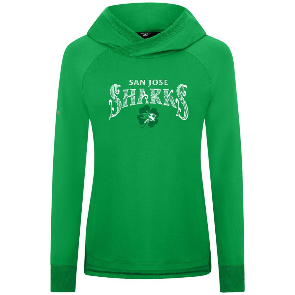 San Jose Sharks Levelwear Women's St. Patrick's Day Slender Raglan Hoodie - Kelly Green | NHL discount