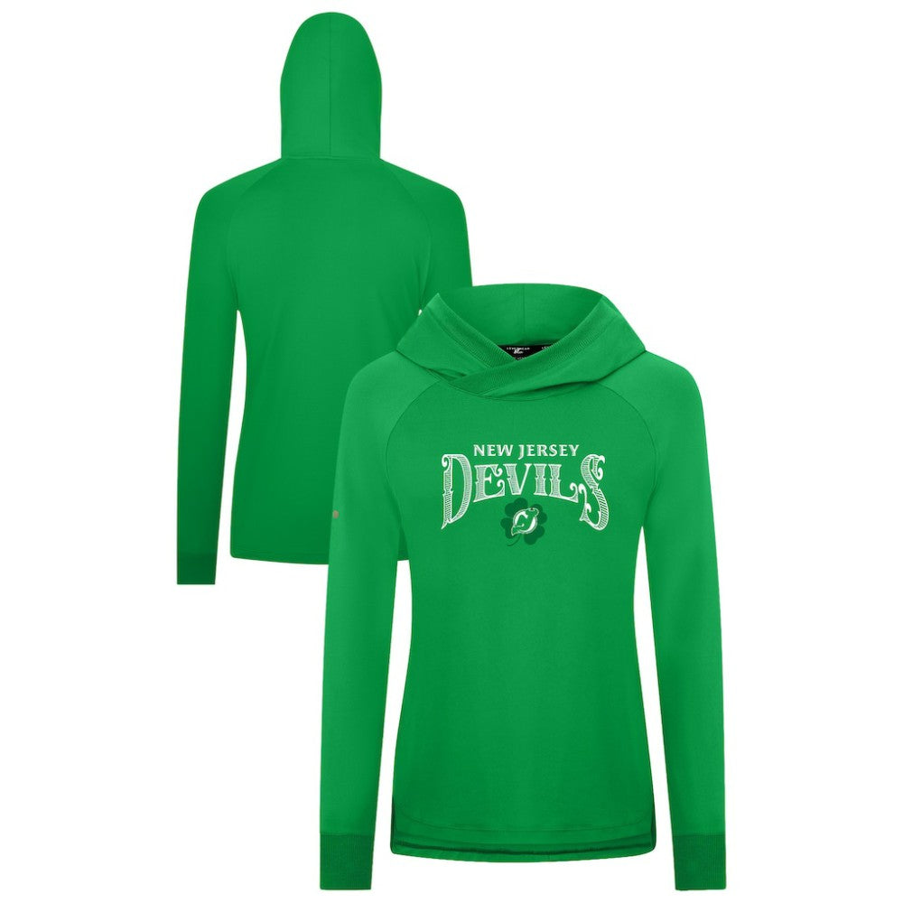 New Jersey Devils Levelwear Women's St. Patrick's Day Slender Raglan Hoodie - Kelly Green | NHL online