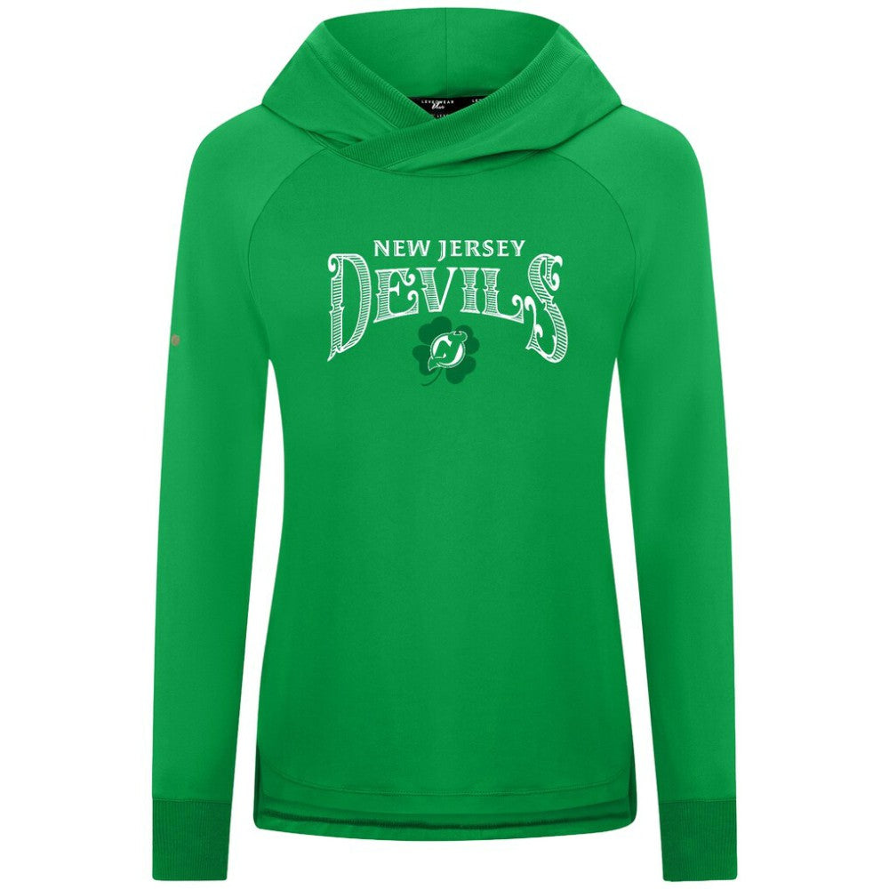 New Jersey Devils Levelwear Women's St. Patrick's Day Slender Raglan Hoodie - Kelly Green | NHL online