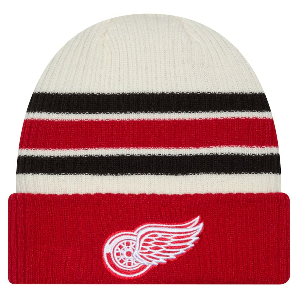 Detroit Red Wings New Era Vintage Cuffed Knit Hat - Cream/Red | New Era online