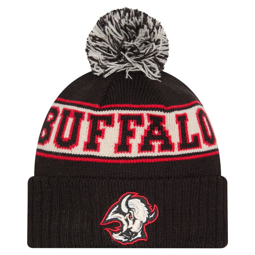 Buffalo Sabres New Era Retro Cuffed Knit Hat with Pom - Black | New Era on sale