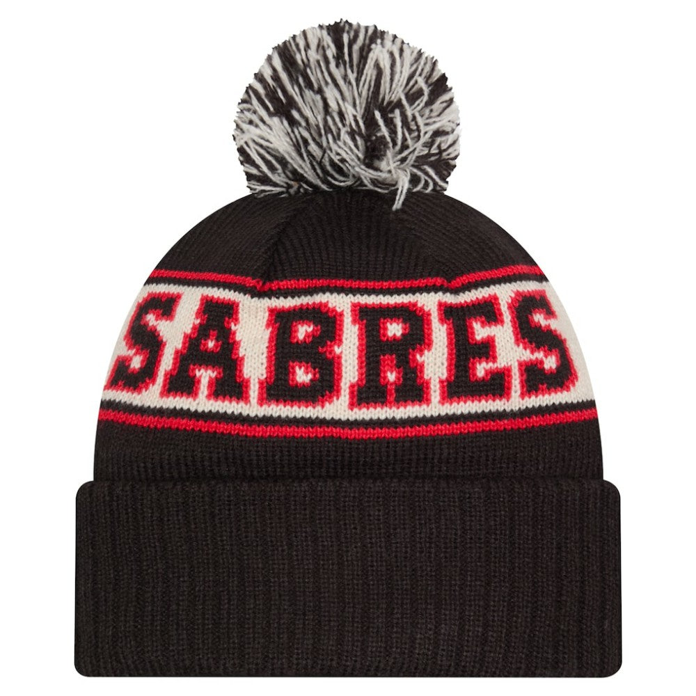 Buffalo Sabres New Era Retro Cuffed Knit Hat with Pom - Black | New Era on sale