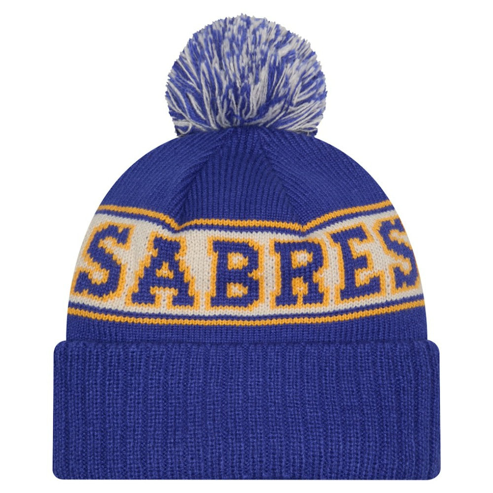 Buffalo Sabres New Era Retro Cuffed Knit Hat with Pom - Royal | New Era Lifestyle
