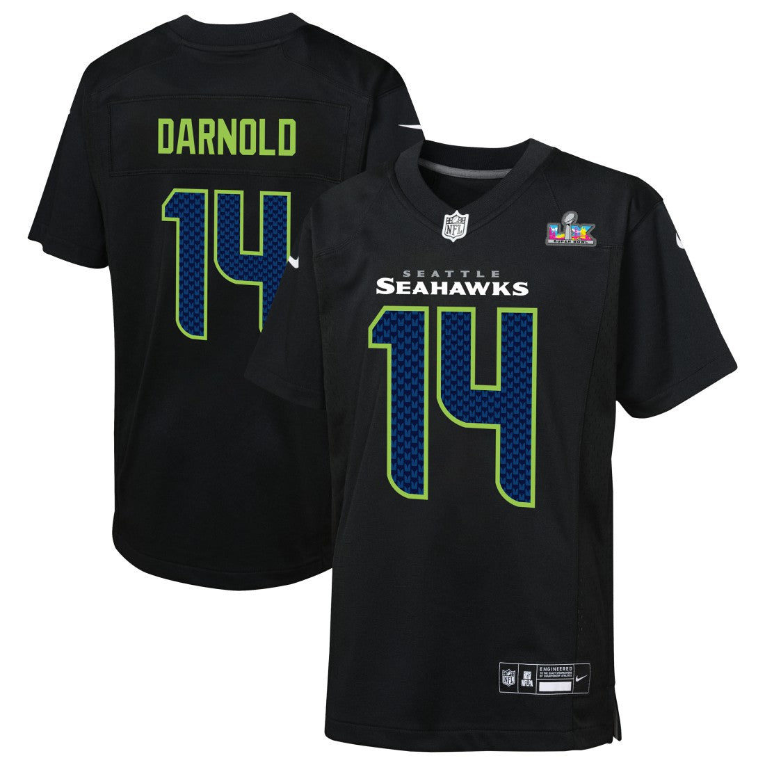Sam Darnold Seattle Seahawks Youth Super Bowl LX Carbon Fashion Game Jersey - Black - Nike