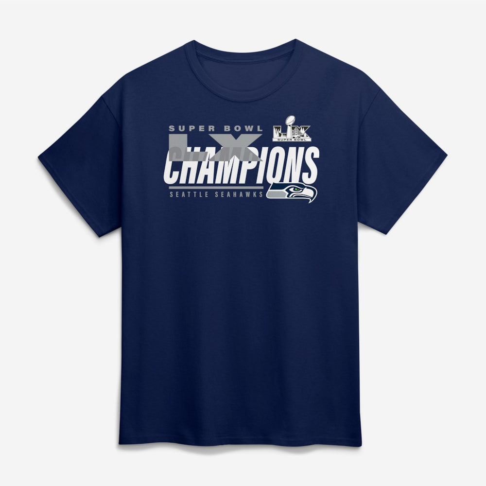 Seattle Seahawks Super Bowl LX Champions Big & Tall Iconic Victory T-Shirt - College Navy - Fanatics