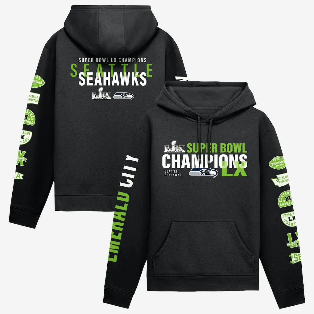 Seattle Seahawks Super Bowl LX Champions Four Piece Hoodie - Black - Fanatics
