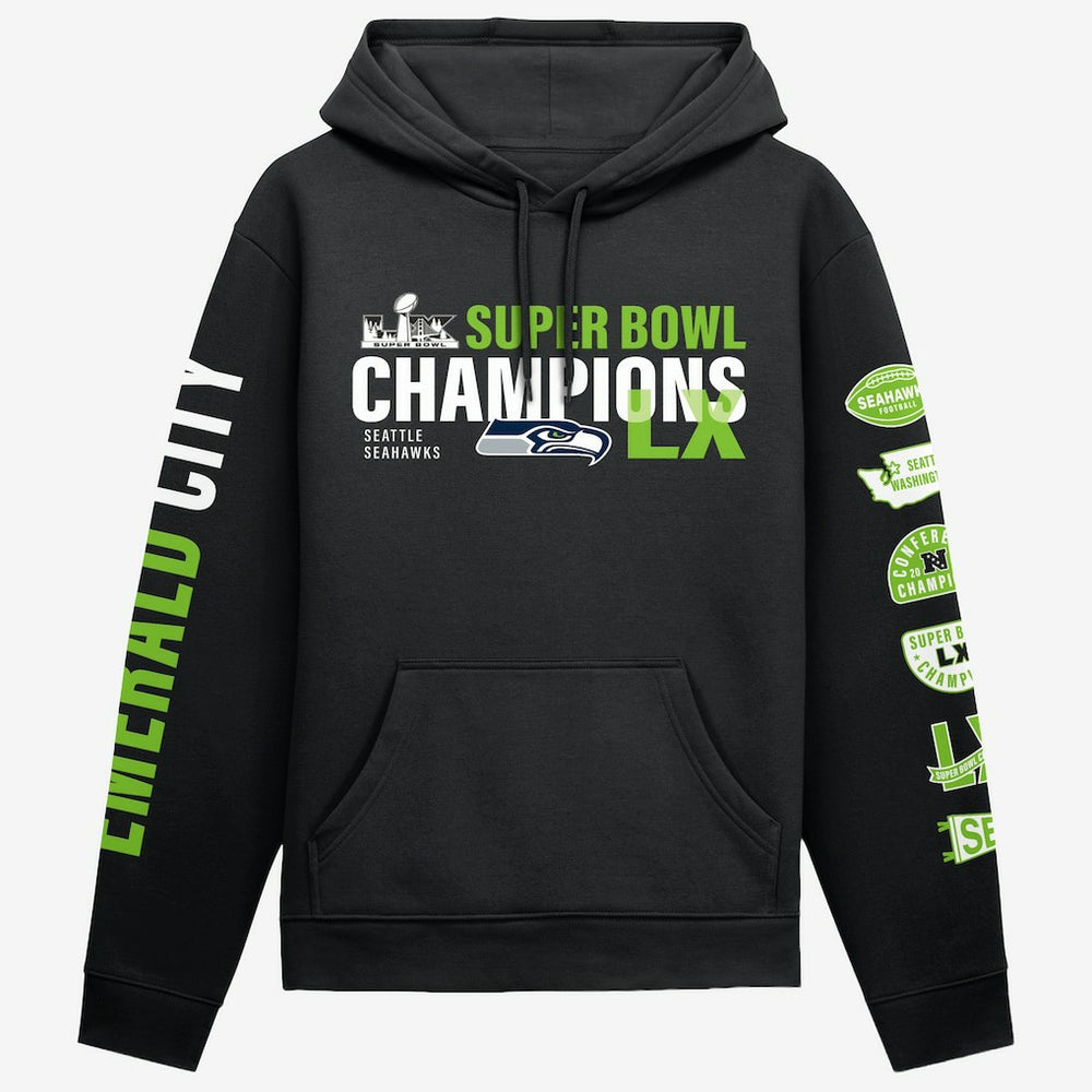 Seattle Seahawks Super Bowl LX Champions Four Piece Hoodie - Black - Fanatics