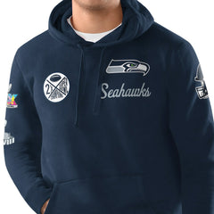 Seattle Seahawks Starter Two-Time Super Bowl Champions Classic Fleece Hoodie - College Navy - NFL