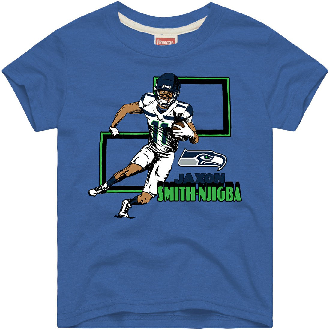 Jaxon Smith-Njigba Seattle Seahawks Homage Youth Draft Tri-Blend T-Shirt - Royal - NFL