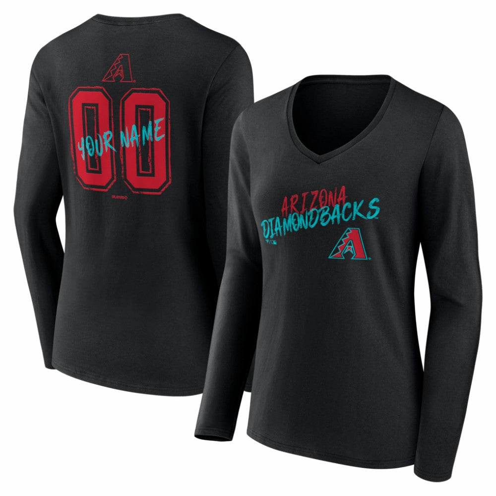 Arizona Diamondbacks Women's Hustle Personalized Name & Number Long Sleeve V-Neck T-Shirt Discount