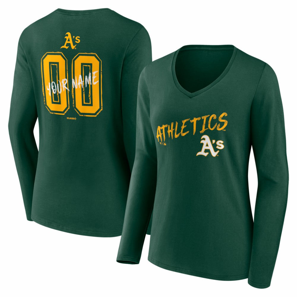 Athletics Women's Hustle Personalized Name & Number Long Sleeve V-Neck T-Shirt Discount