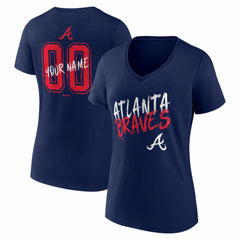 Atlanta Braves Women's Hustle Personalized Name & Number V-Neck T-Shirt Online