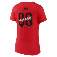 Cincinnati Reds Women's Hustle Personalized Name & Number V-Neck T-Shirt for sale