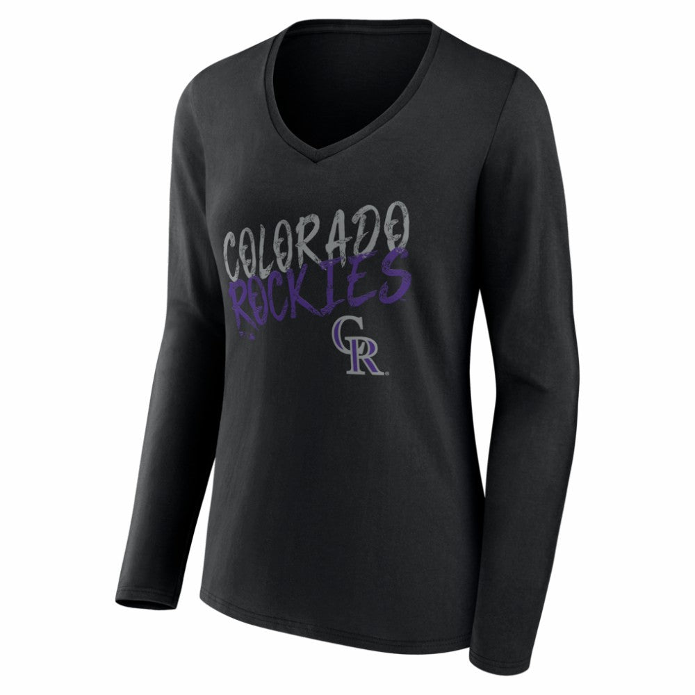 Colorado Rockies Women's Hustle Personalized Name & Number Long Sleeve V-Neck T-Shirt Outlet