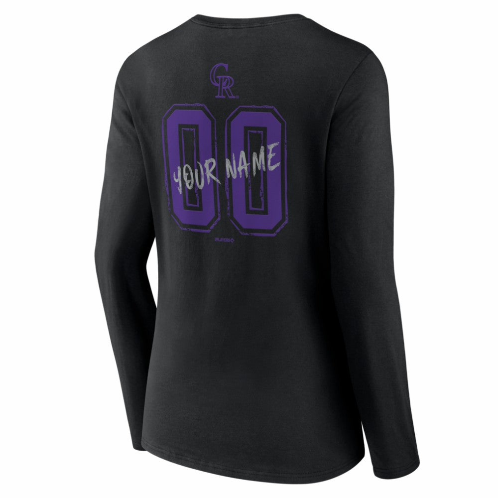 Colorado Rockies Women's Hustle Personalized Name & Number Long Sleeve V-Neck T-Shirt Outlet