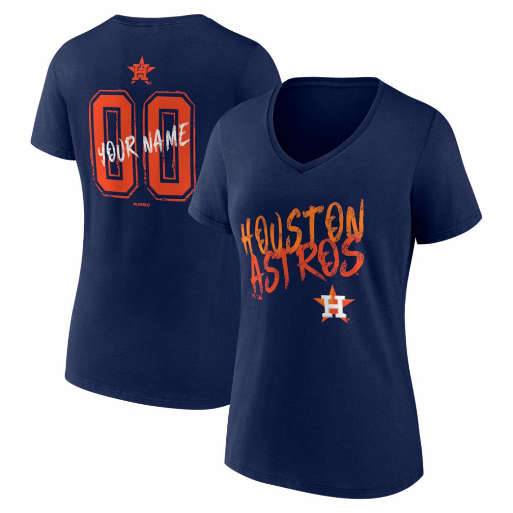 Houston Astros Women's Hustle Personalized Name & Number V-Neck T-Shirt Online