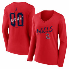 Los Angeles Angels Women's Hustle Personalized Name & Number Long Sleeve V-Neck T-Shirt Discount