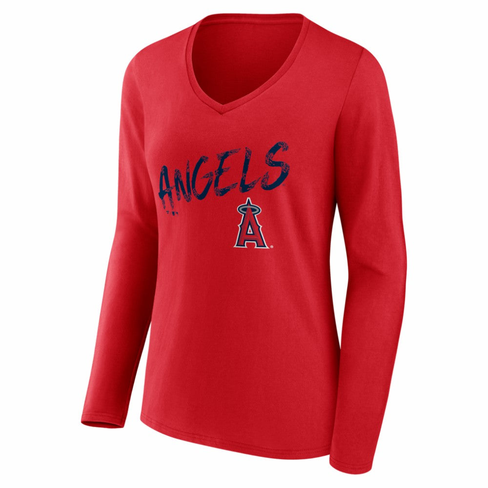 Los Angeles Angels Women's Hustle Personalized Name & Number Long Sleeve V-Neck T-Shirt Discount