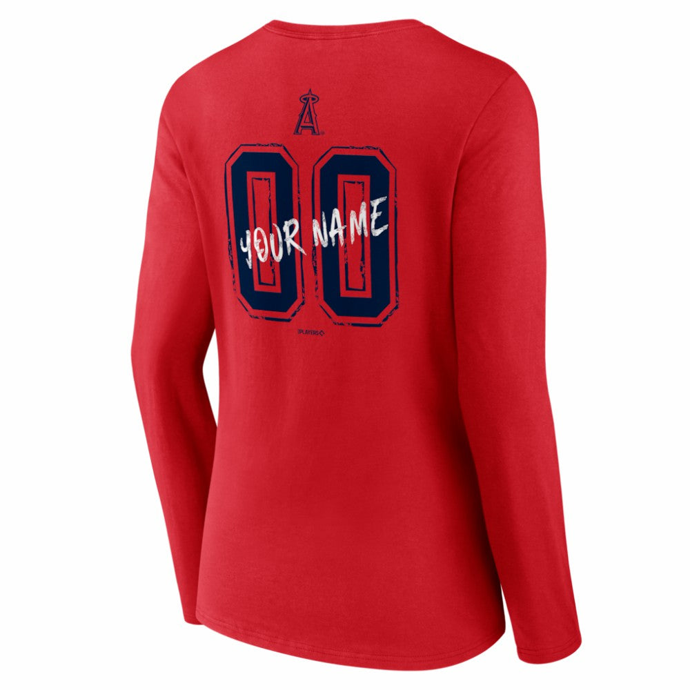 Los Angeles Angels Women's Hustle Personalized Name & Number Long Sleeve V-Neck T-Shirt Discount