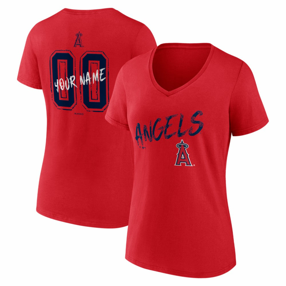 Los Angeles Angels Women's Hustle Personalized Name & Number V-Neck T-Shirt Online