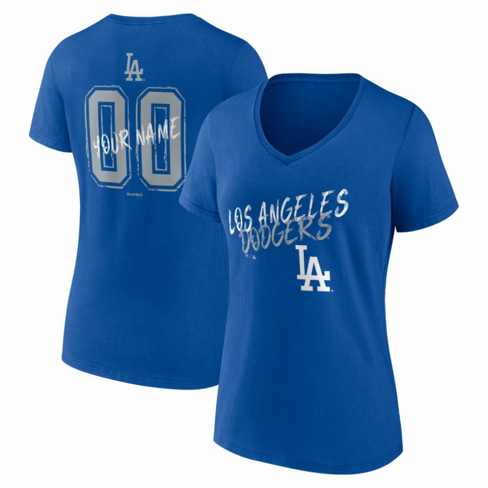 Los Angeles Dodgers Women's Hustle Personalized Name & Number V-Neck T-Shirt Discount
