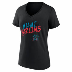 Miami Marlins Women's Hustle Personalized Name & Number V-Neck T-Shirt Sale