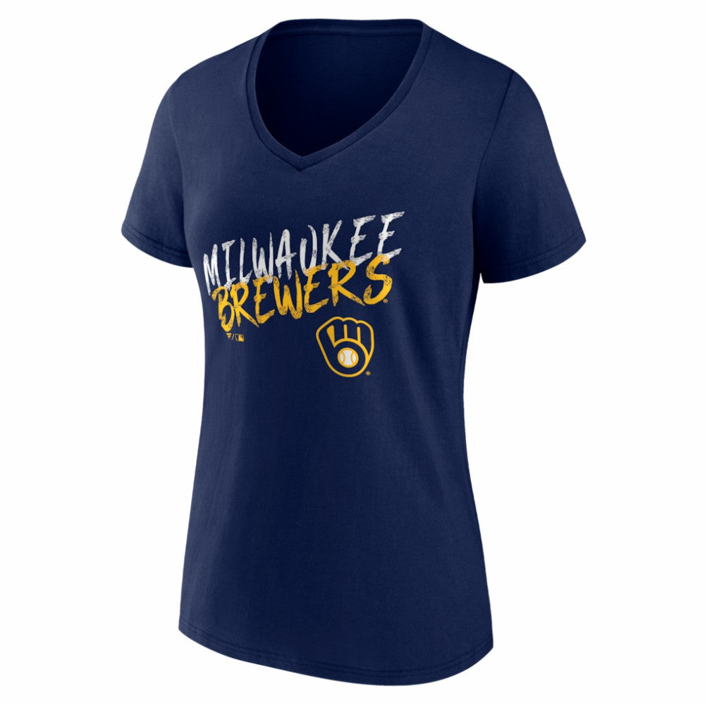 Milwaukee Brewers Women's Hustle Personalized Name & Number V-Neck T-Shirt Sale