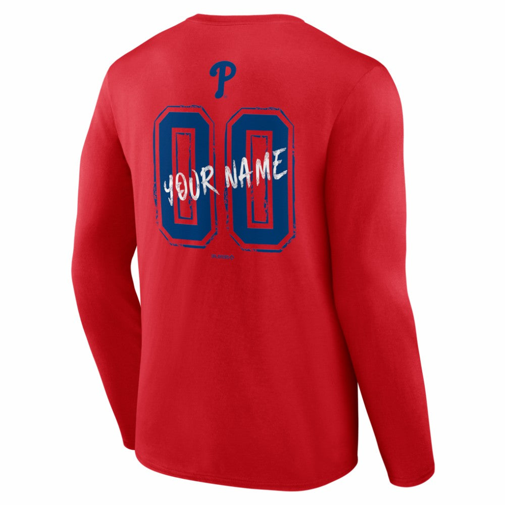Philadelphia Phillies  Hustle Personalized Name & Number Long Sleeve T-Shirt Discount